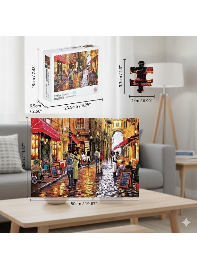 Coffee Street Jigsaw Puzzle – 70*50 cm – 1000 PCS European Café Scene – Warm Evening Ambience – Relaxing Puzzle for Adults & Teens Age 14+ – High-Quality Print – Perfect for Framing or Gifting - Image 4